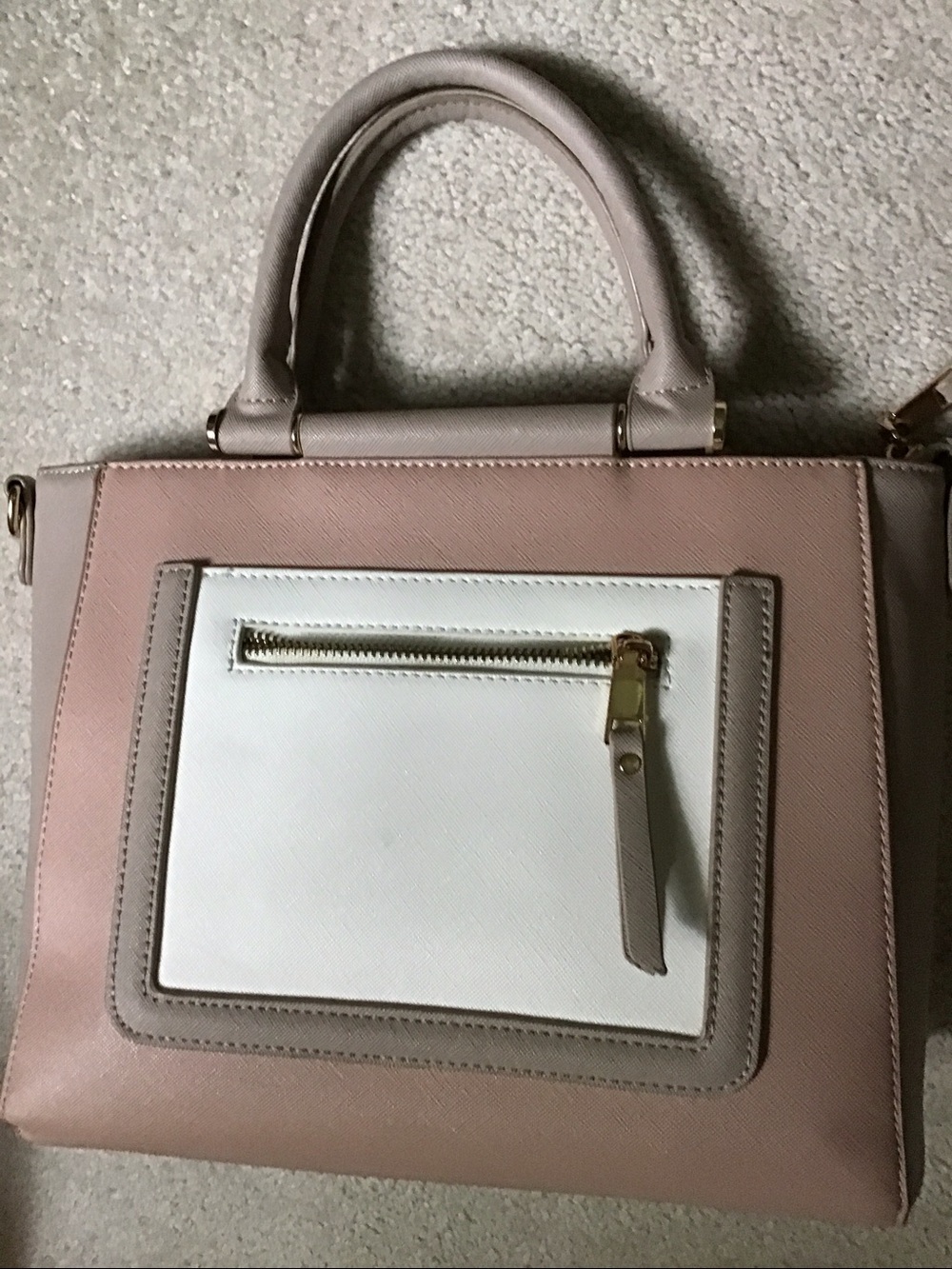 Women's Structured Tote Handbag in Taupe and rose